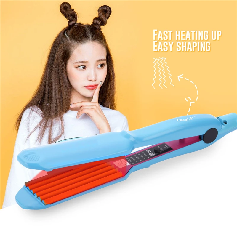 

Professional Small Corrugation Hair Curler Tourmaline Ceramics Curling Iron Adjustable Temperature Floating Crimper Corn Plate