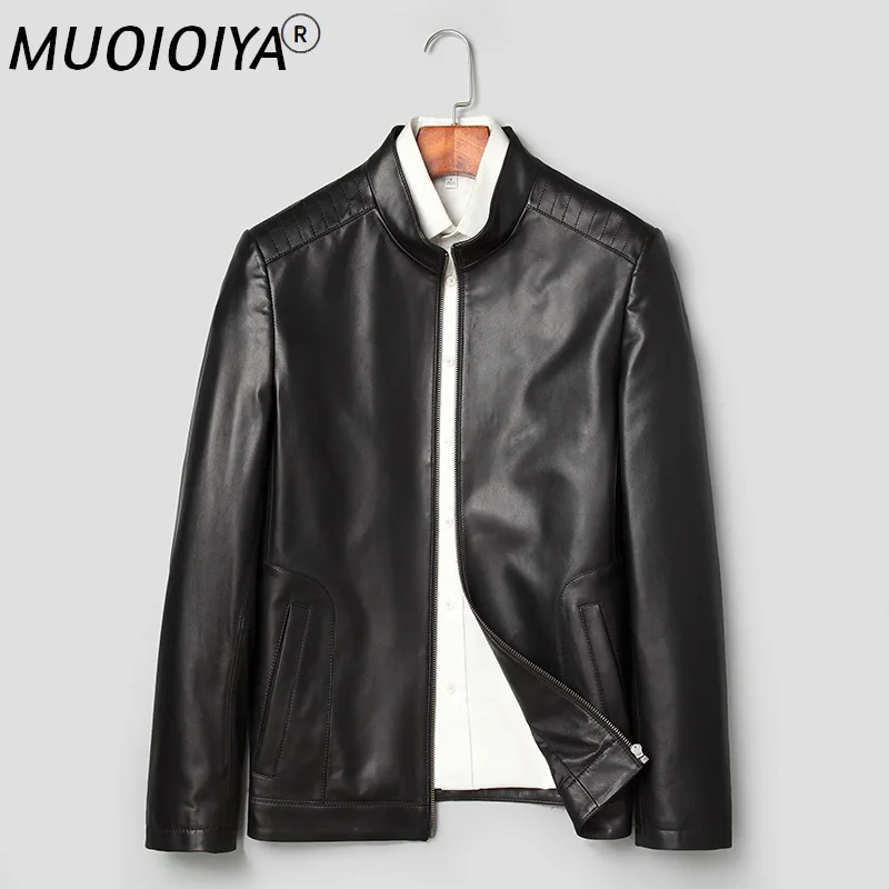 

MUOIOYIA Men's Leather Jacket Spring Autumn Genuine Sheepskin Leather Jacket Men Casual Leather Coats and Jackets 71J7865 KJ2409