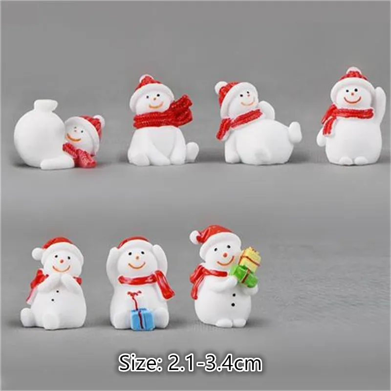 006 (7pc) 1 Набор, мини Новогоднее украшение из полимера, сказочный снеговик, Рождественский Санта Клаус, миниатюрные фигурки, украшение для дома - Цвет: 006 (7pc)