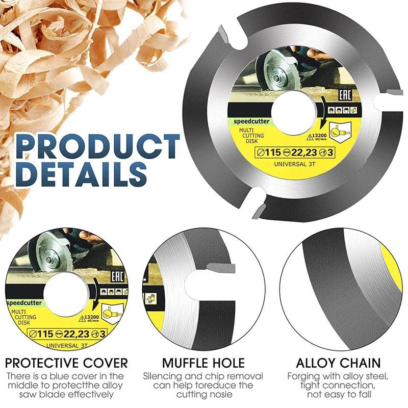 

Angle Grinder Disc Wood Carving Abrasive Disc,Circular Saw Knife with 3 Teeth for Polishing Sanding Carving Wheel Plate