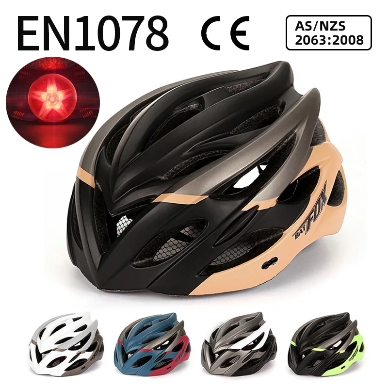 

BATFOX MTB Mountain Bicycle Helmets Professional Road Bike Riding Helmet Big Brim Hat With Tail Light Safety Helmet