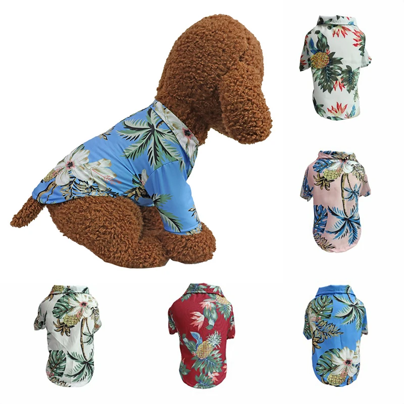 

Summer Beach T-Shirt Pet Dog T Shirts Cat Dog Hawaiian Vest for French Bulldog