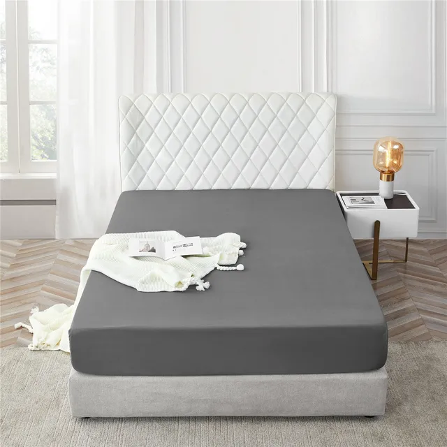 Soft Fitted Sheet Polyester Solid Bed Sheet Cover with Elastic Band Abrasion Resistant Sheets Bed Mattress Set White