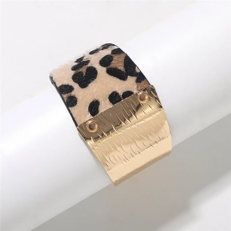Женский широкий браслет из ПУ кожи с леопардовым принтом | Украшения и аксессуары