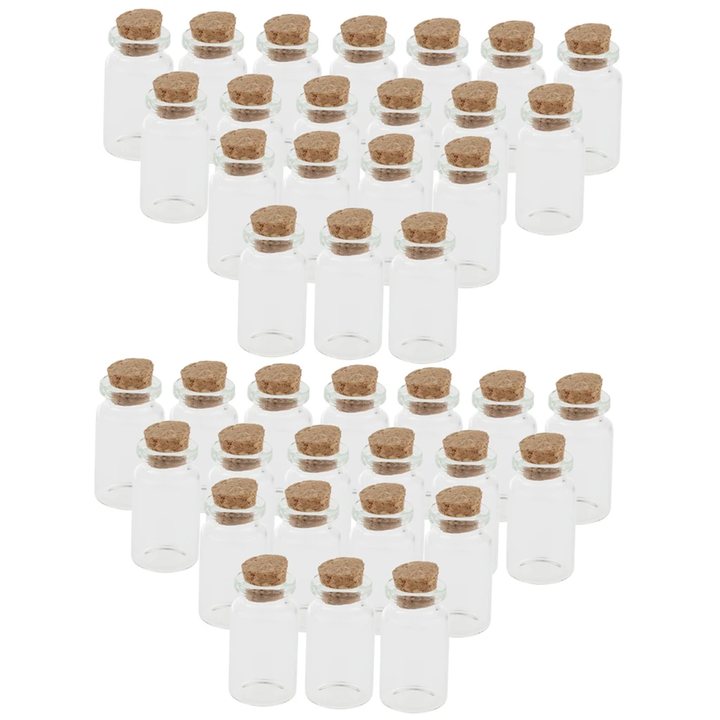 40 x Small 10ml Mini Cork Stopper Glass Vial Jars Drifting Wishing Bottles | Красота и здоровье