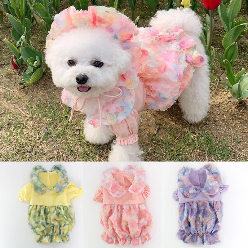 

Small Dog Dress Princess Puppy Dress Cute Spring Summer Pet Clothes Dog Printed Skirt Girl Clothes, for Small Dogs and Cats