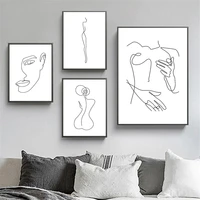 abstract face one line drawing wall art canvas painting women body poster minimalist art prints modern picture living room decor