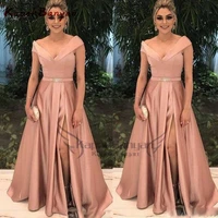 elegant sexy ruched v neck split prom dresses sleeveless high end quality evening party dress hot sales