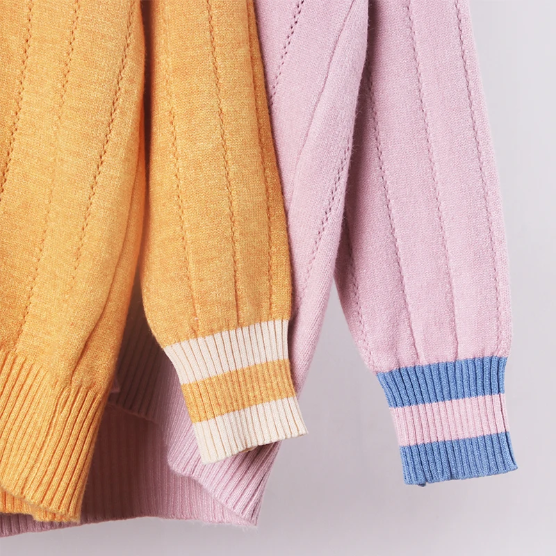 Shellsuning/женский свитер с вырезами Зимний пуловер в полоску v-образным вырезом
