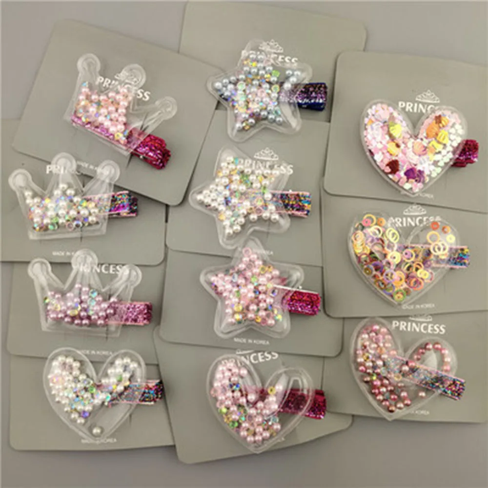 Блестящая Корона со звездами заколки для волос девочек аксессуары мерцающие с