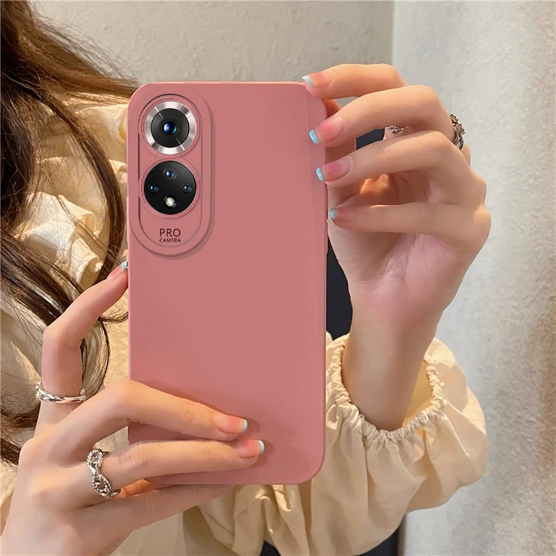 

Earth Tones Color Matte Phone Case For Huawei Honor 50 Pro Luxury Soft Camera Lens Protection Covers Liquid Silicone Anti-drop