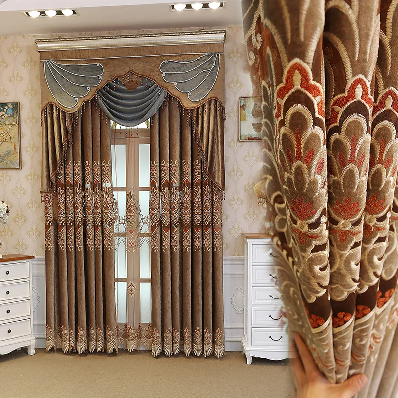 

Luxury Nordic Curtain Flannel Fabric Hollow Embroidered Curtain European Simple Curtains for Living Room Bedroom Curtain Valance