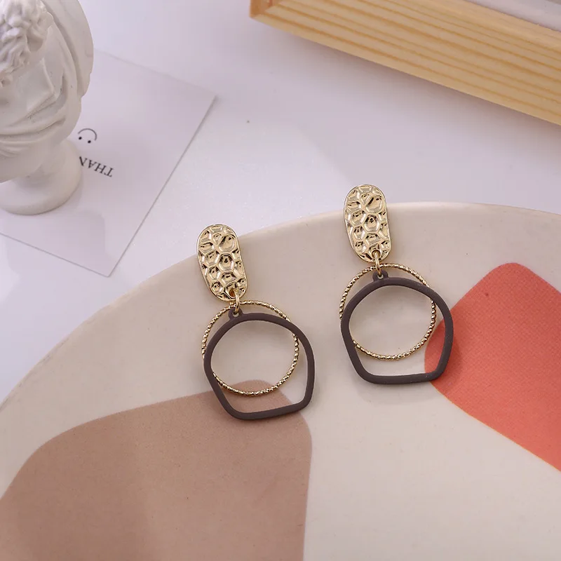 

2020 New Korean Statement Drop Earrings for Women Fashion Vintage Geometric Dangle Hanging Earring Wedding Simple Jewelry