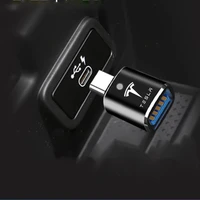 car accessories new type c to usb charging port data cable converter for tesla model y x model 3 adapter with light