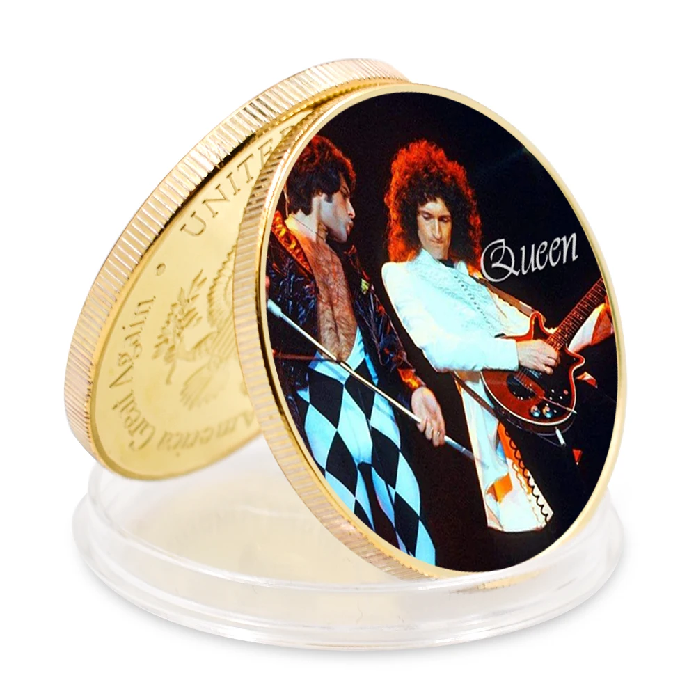 

Queen Silver Coin Freddie Mercury Commemorative Challenge Coins Collectibles Gold Play Eagle Back for Christmas Gift