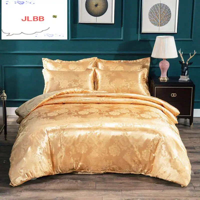 

2020 Flowers Jacquard luxury bedding set queen/king size bed set 4pcs cotton silk lace ruffles duvet cover Fitted/bed sheet sets
