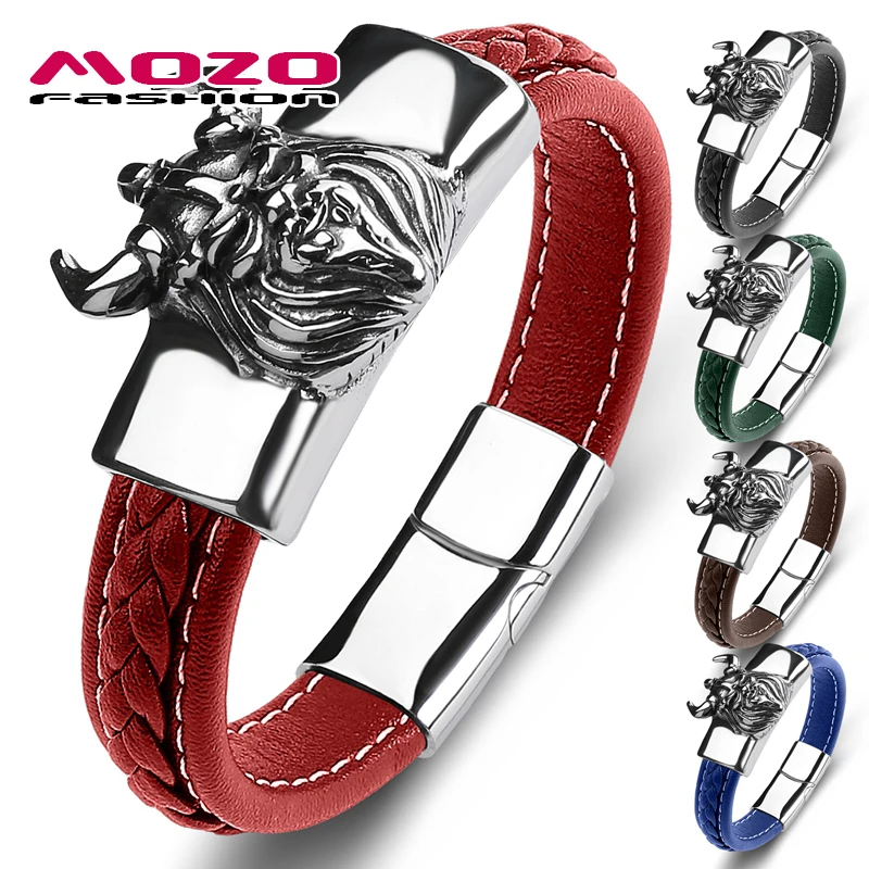 

MOZO Dropshipping 2021 New Trendy Men Bracelets Genuine Leather Punk High Quality Collocation Jewelry Gifts Wholesale 137
