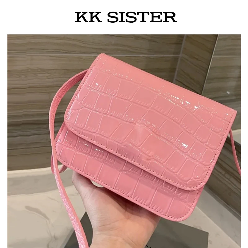 

KK High Version Crocodile Pattern B Buckle Genuine Leather Square Bag Fashion All-Match Shoulder Crossbody Organ Small SquareBag
