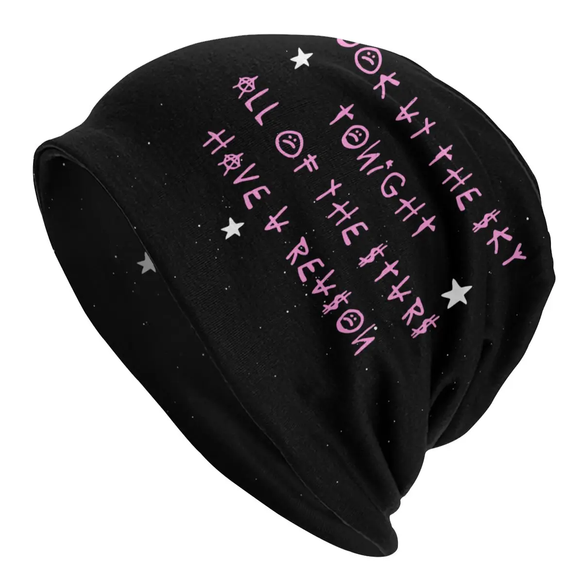 

Lil Peep Star Lyrics Handwritten Bonnet Hats Knit Hat Autumn Winter Skullies Beanies Hat Unisex Adult Spring Warm Dual-use Caps