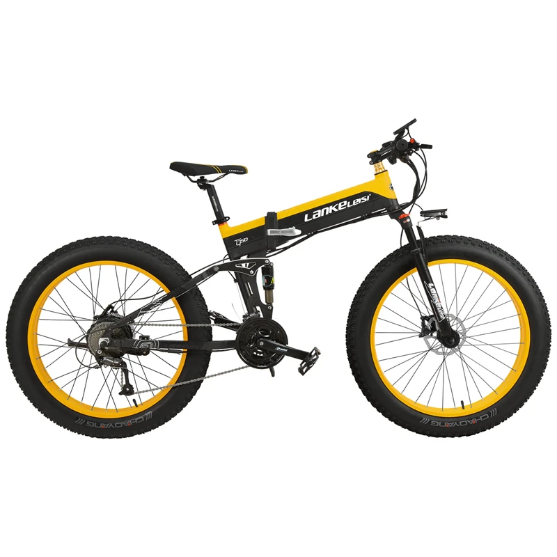 Kaufen LANKELEISI XT750Plus EU Freies Schiff Falten Moped Elektrische Bike 26 Zoll Fett Reifen Für Schnee Städtischen Offroad Berg 500W 48V 40 KM/H