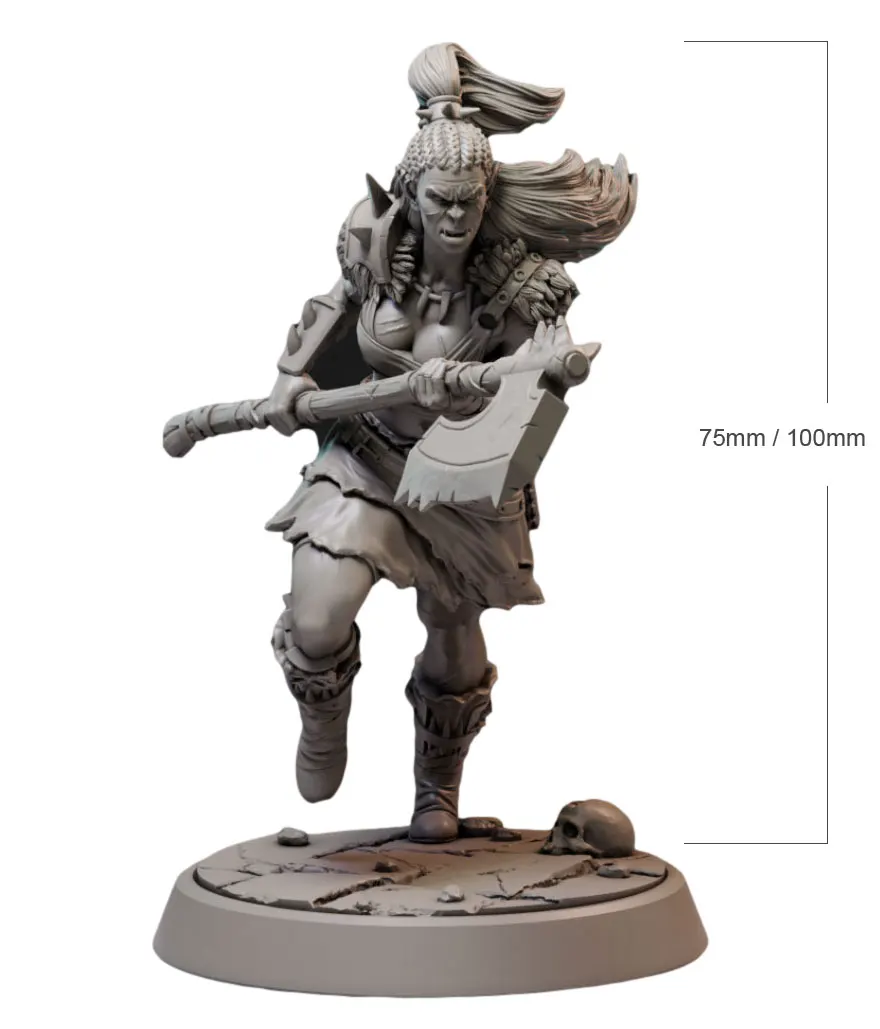 

1/24 75mm 1/18 100mm Resin Model Kits Orc Female Warrior Figure Unpainted No Color RW-029