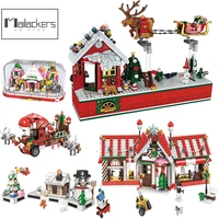 mailackers friend christmas village set santa claus figures flying chair building blocks bricks christmas tree toys for children