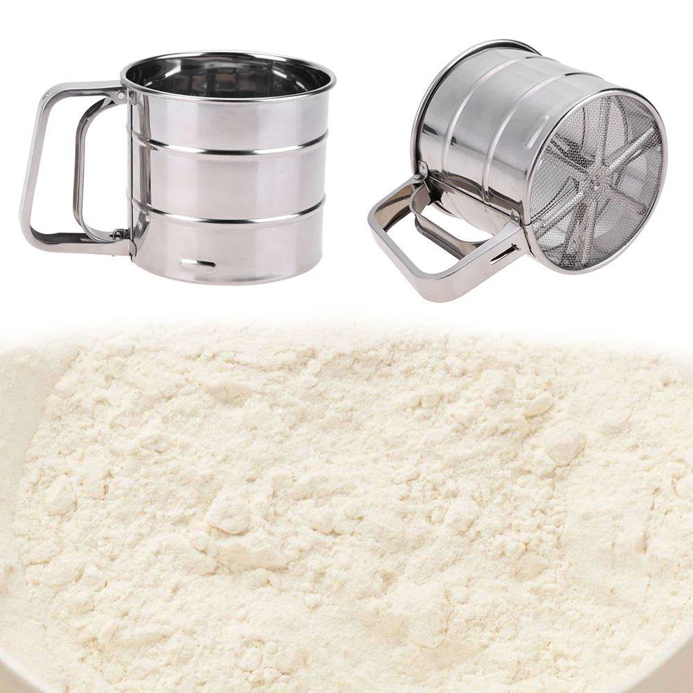 Handheld Flour shaker Stainless Steel Mesh Sieve Cup Icing Sugar Bake Tool Cake Utensils Cocoa Powder Baking Shaker | Дом и сад