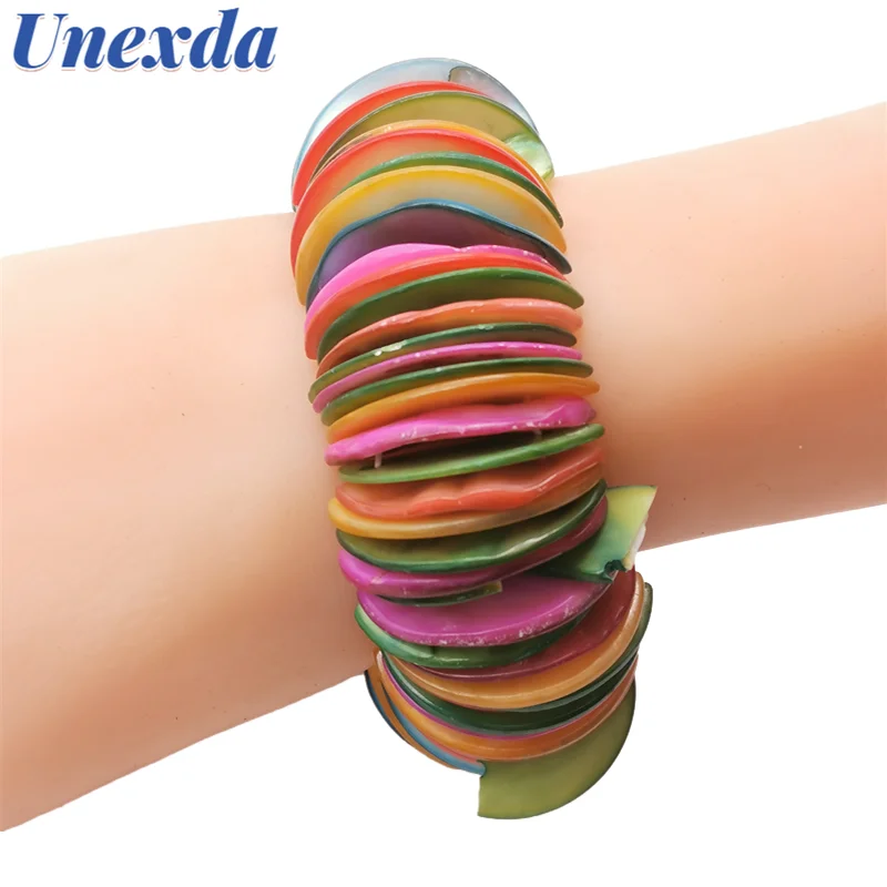 

Unexda Colorful Bangles For Women Ceramic Geometric Irregular Bead Bangle Bohemian Personality Luxury Designer Bracelets Jewelry