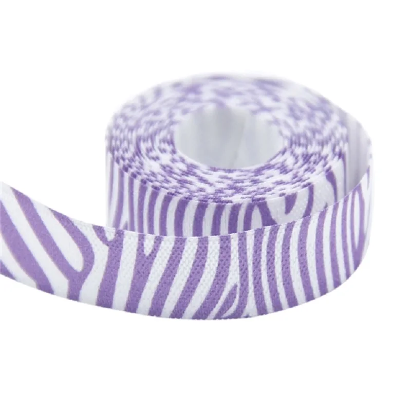 

50yards 5/8" 16mm Zebra Stripes Printed Fold Over Elastic FOE Ribbon for DIY Hairbows Hair Tie Accessories
