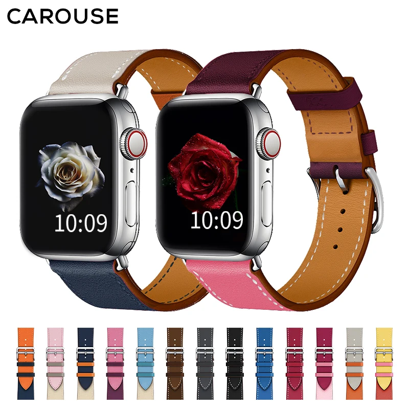 

Carouse Single Tour Band For Apple Watch Series 5/4/3/2 38mm 42mm Genuine Leather Strap For iWatch 4 Sports Watchband 40mm 44mm