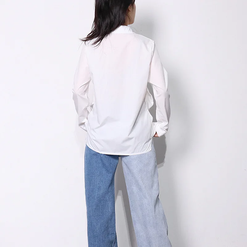 

LXUNYI Fashion Blouse 2021 Women Irregular Hollow Out Woman Shirts Long Sleeve Shirt Personality Camisas mujer Womens tops