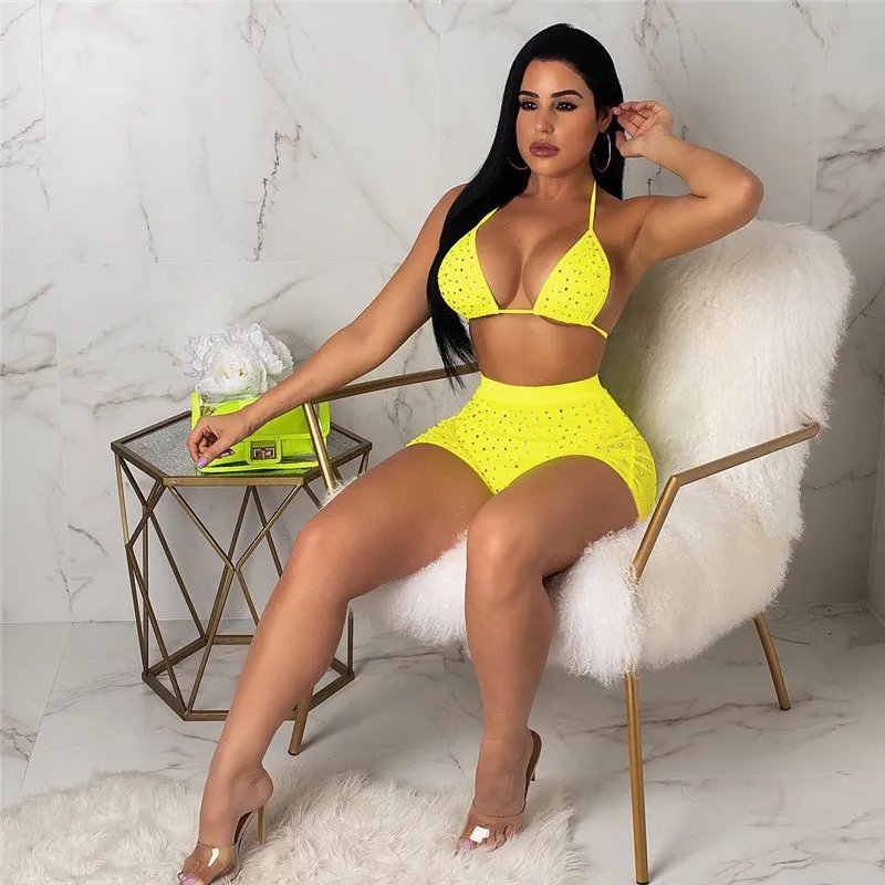 Женский сетчатый комплект ANJAMANOR черный пикантный из двух предметов укороченный