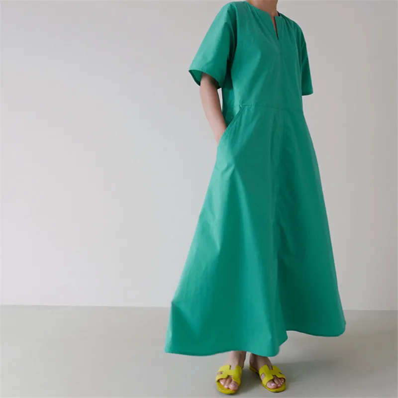 Повседневное женское платье IHOBBY розовое Макси-Платье с круглым вырезом и пышными