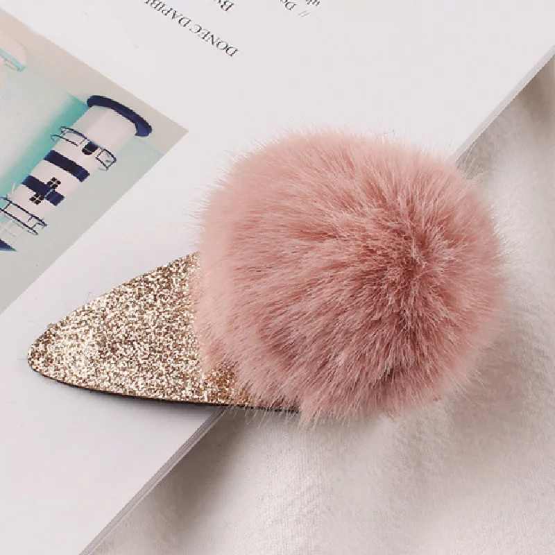 Помпон для волос из мягкого искусственного меха помпон зажим ВВ заколка