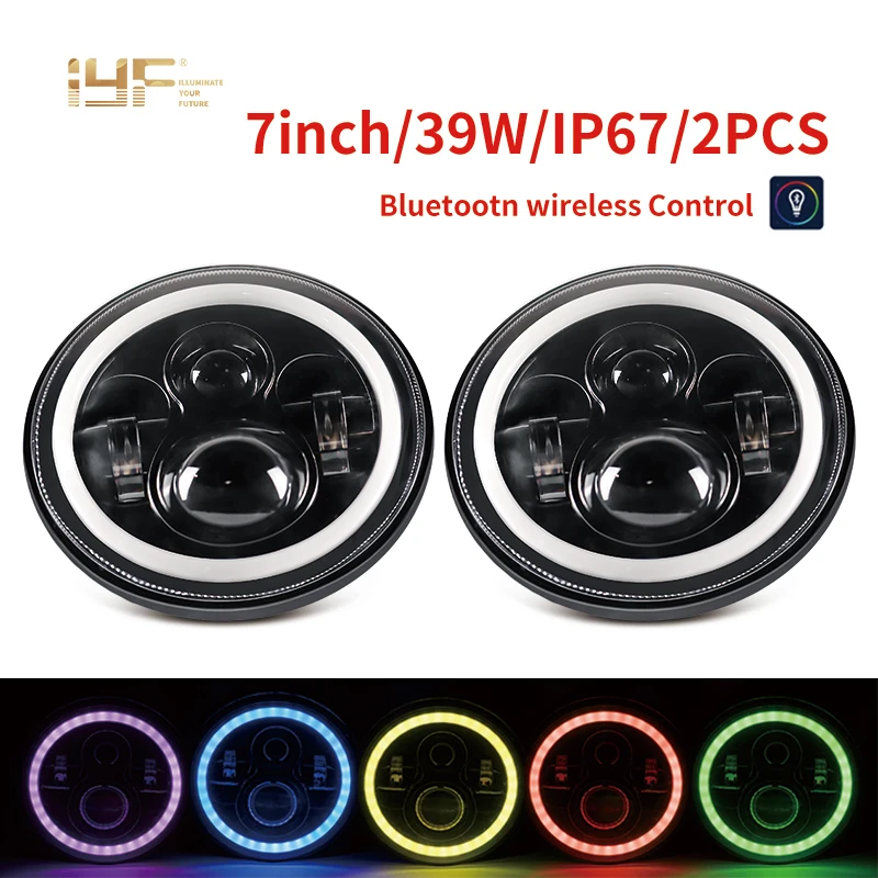 7 дюймов светодиодный фар RGB Halo Hi/короче спереди и длиннее сзади) пучок Ангел глаз