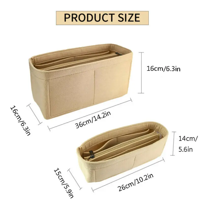 Кошелек Вставить косметическая сумочка из фетра сумка Органайзер на молнии