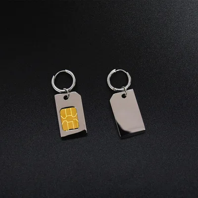 

Творческий SIM телефон держателя карты серьги Уникальный дизайн телефонная карточка из нержавеющей стали чип серьги в стиле «хип-хоп» Стиль ...