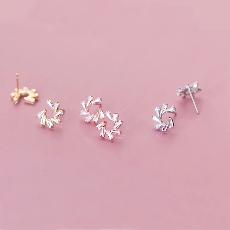 Real 925 Sterling Silver Dainty Flower Stud Earrings Romantic Flowers Studs for Women Girls Birthday Gifts e jewelry 18k gold plated 925 sterling silver sun flower stud earrings for women girls silver 925 korean studs earings fashion