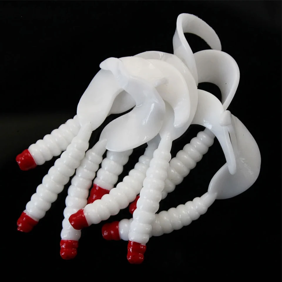 

Soft Worms Fishing Lures 12pcs-16pcs Artificial Silicone Fishing Lure Salt Smell Allure Baits Red White Bait Pike FIshing Tools