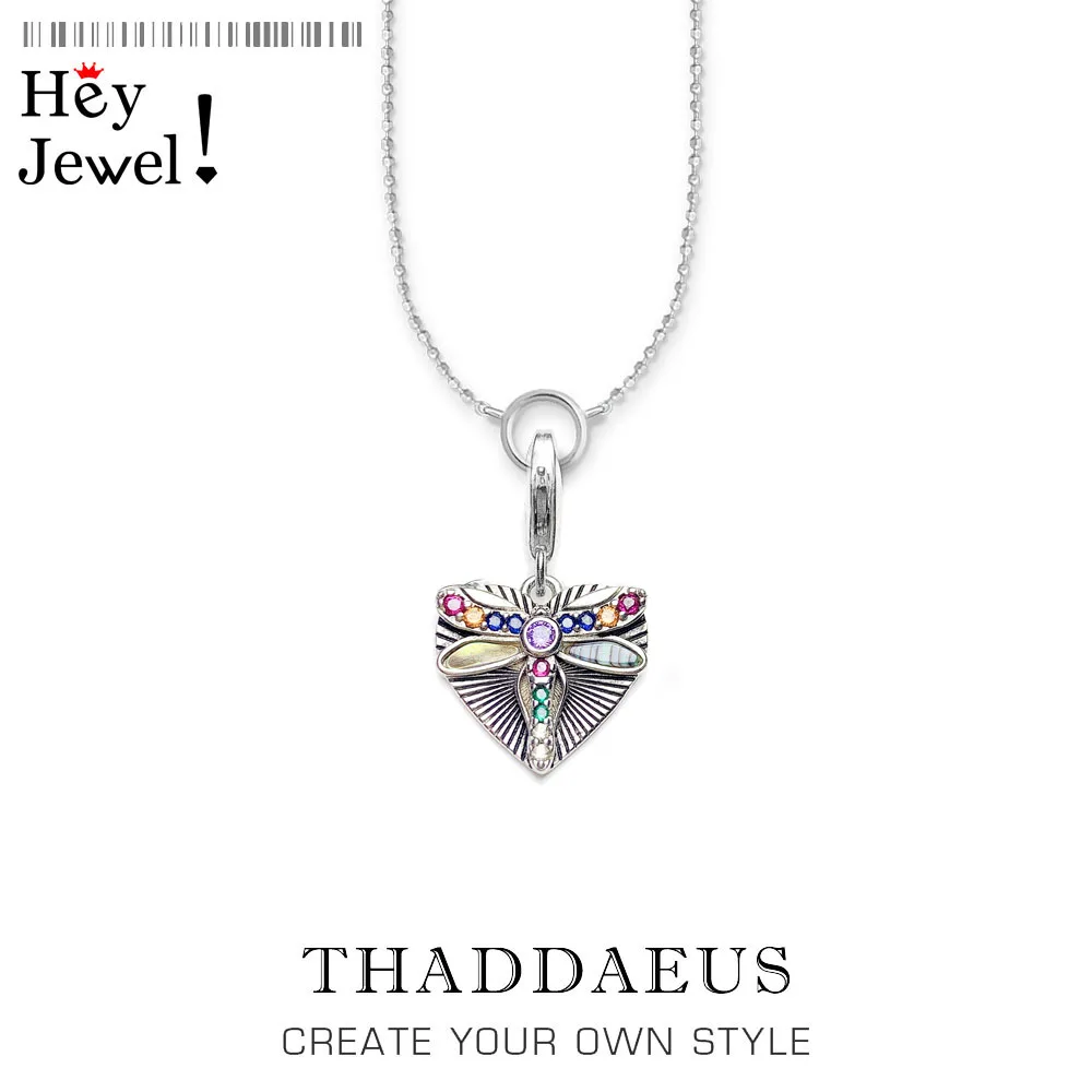 

Charm Necklace Heart with Dragonfly 2020 Winter Fashion Charm Jewelry Europe 925 Sterling Silver Bijoux Trendy Gift For Women