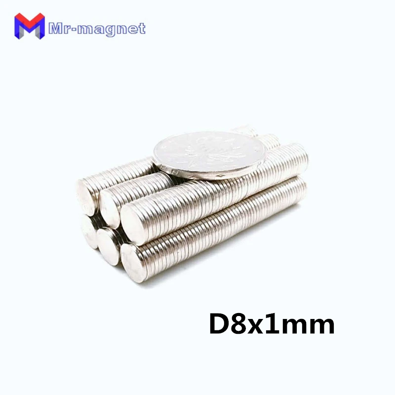 

200Pcs 8*1 8x1 Mm Magnet Strong Round Dia 8mm Neodium Magnet Wholesaler D8x1mm Rare Earth Magnetic Materials Magnets Neodymium