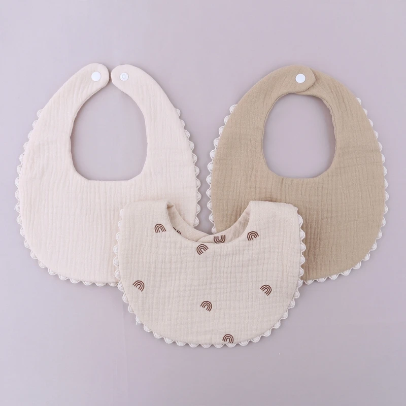 Baberos de algod&oacute;n para beb&eacute;s, pa&ntilde;os absorbentes de Color s&oacute;lido con borlas para reci&eacute;n nacidos, art&iacute;culo de alimentaci&oacute;n-2