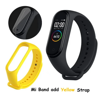 CN Add Yellow Strap Оригинальные Xiaomi Mi Смарт-часы с 4 полосами AMOLED цветной экран HeartRate Фитнес Спорт 50 атм водонепроницаемый смарт-браслет Bluetooth 5,0 - Цвет: CN Add Yellow Strap