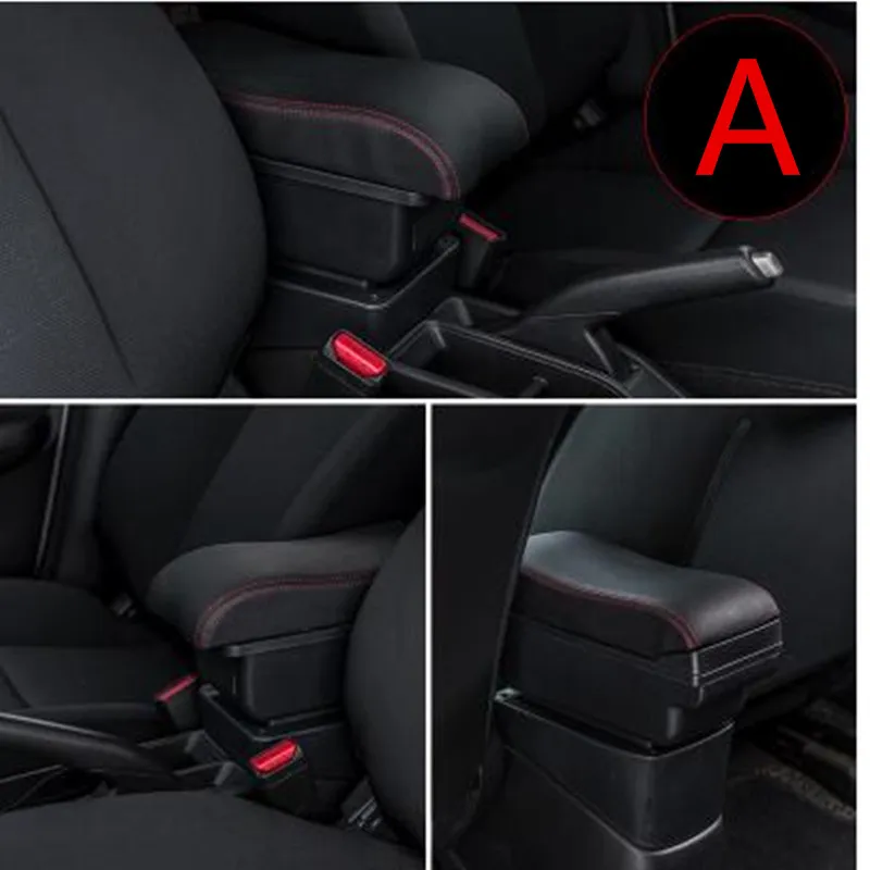A black red line Для Nissan Terrano 3 подлокотник коробка универсальный автомобиль BRV центральной консоли модификации аксессуары с USB - Название цвета: A black red line