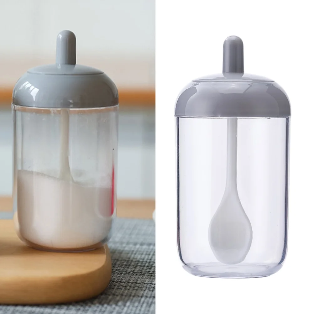 

2PCS Kitchen Sugar Bowl Salt Pot Pepper Storage Jar Seasoning Container Condiment Spice Holder with Cover and Spoon (Gre