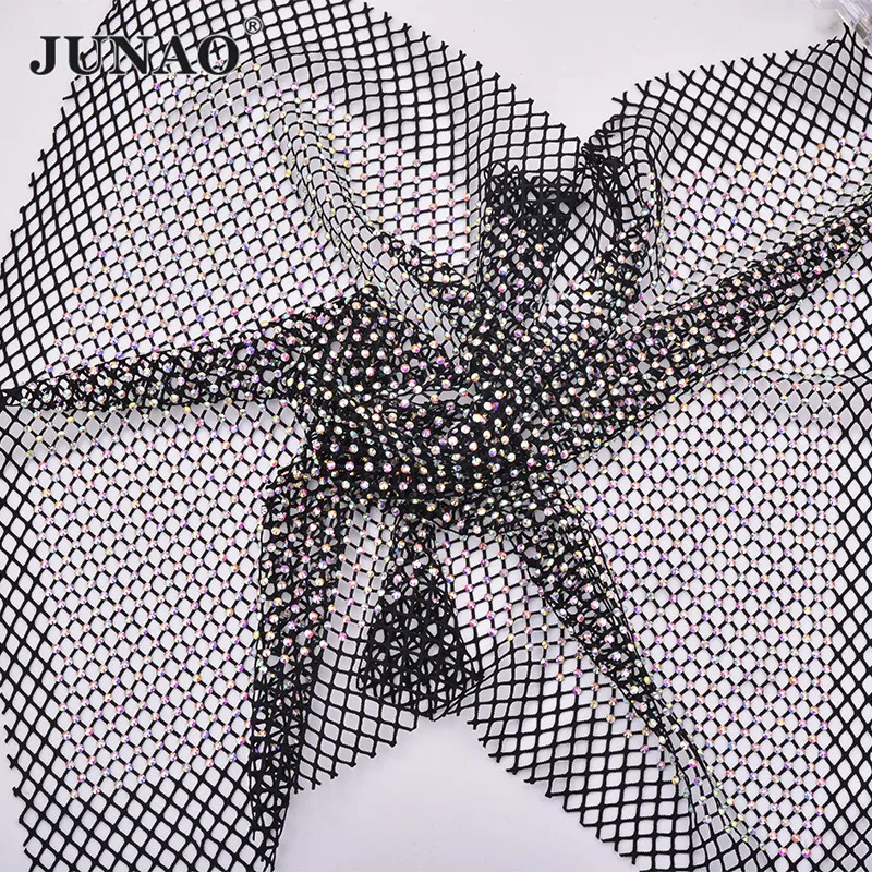 JUNAO 30*40 см блестящие черные прозрачные искусственные камешки чистый лист ткани растягивающийся Кристальный сетчатой отделкой аппликация из страз для Одежда ручной работы