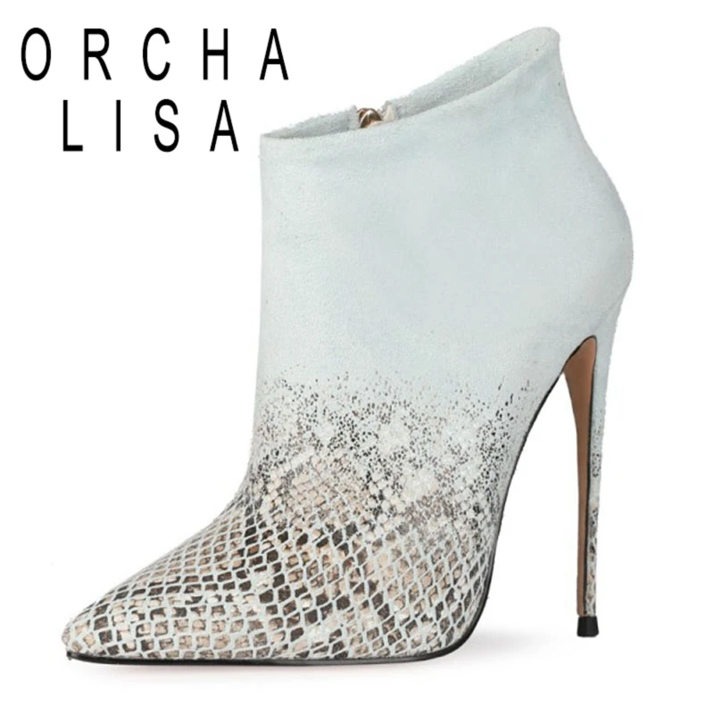 

ORCHA LISA/женские сапоги зимние Пикантные ботильоны с заостренным носком туфли на высоком тонком каблуке 10 см, 12 см, обувь на тонком высоком каб...
