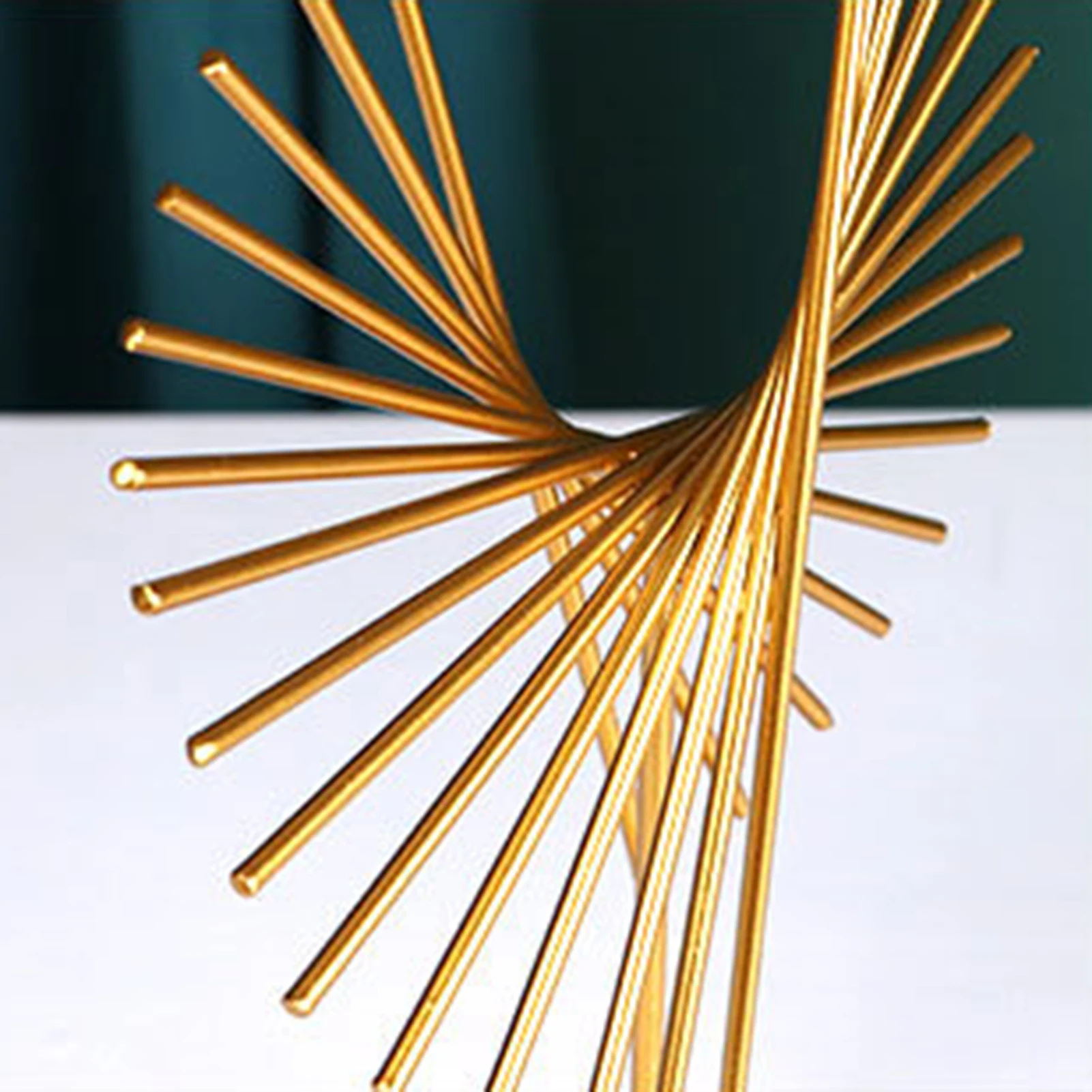 

Abstract Ornament with Base Decoration Creative Geometric Lines Sculpture Iron Art for Office Geometric Lines Sculpture