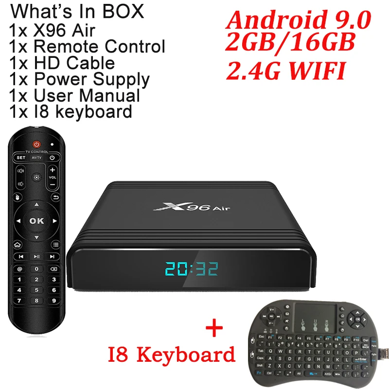 2G 16G With I8 A95X плюс ТВ Box Android 8,1 Amlogic S905 Y2 4 Гб DDR4 32 Гб Встроенная память 2,4 г/5G, Wi-Fi, USB3.0 BT4.2 Поддержка 4 K H.265 смарт-медиа-плеер андроид тв приставка - Цвет: 2G 16G With I8