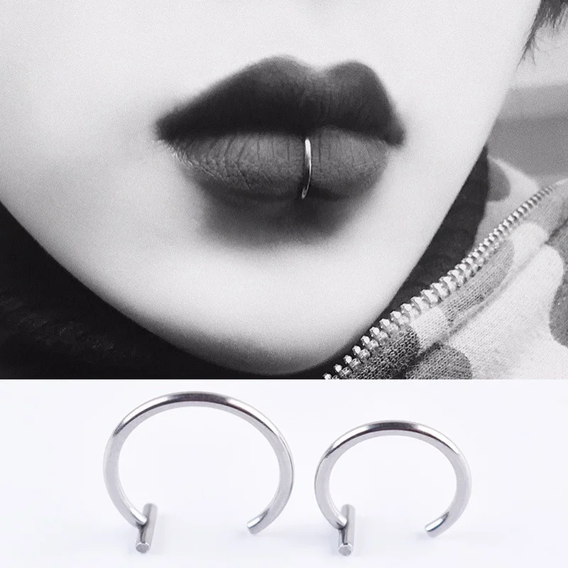 

Women Lips Fake Nose Rings Septum Clip Hoop on Mouth Medical Titanium Steel Ring Fake Piercing Body Accessories Jewelry